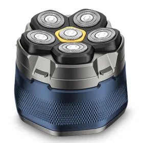Cordless Electric Head Shaver For Men 6D Magnetic Floating Head IPX6 Waterproof Wet Dry Shaving Electric Razor Type-C Rechargeable Trimmer With L (Option: Blue)