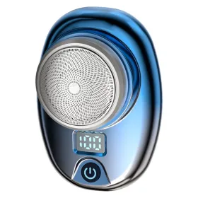 Portable Electric Shaver With LED Digital Display Type-C Rechargeable Electric Razor For Men Electric Beard Trimmer For Home Office Travel Car (Option: Blue)